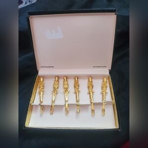 RARE VINTAGE Set of Mid-Century 24k Gold Plated Owl Cocktail Forks Original Box